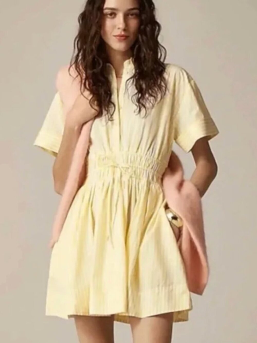 J. Crew Elena mini shirt-dress in striped cotton poplin - Stripe Banana